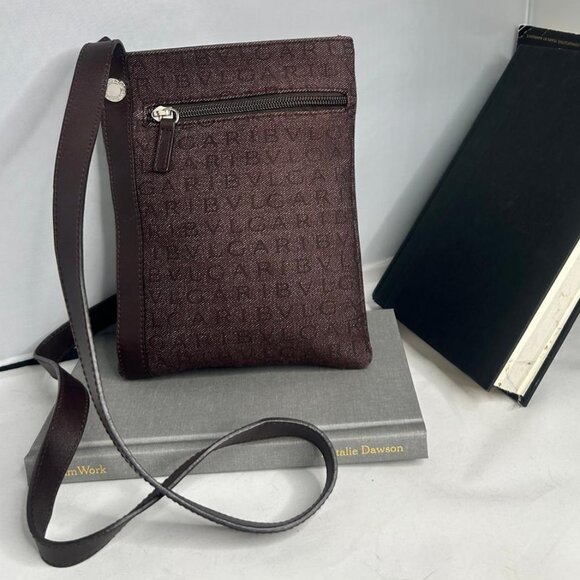 Bvlgari Handbags - 💎✨Beautiful✨💎Authentic BVLGARI Logo Mania Canvas Leather Crossbody Bag